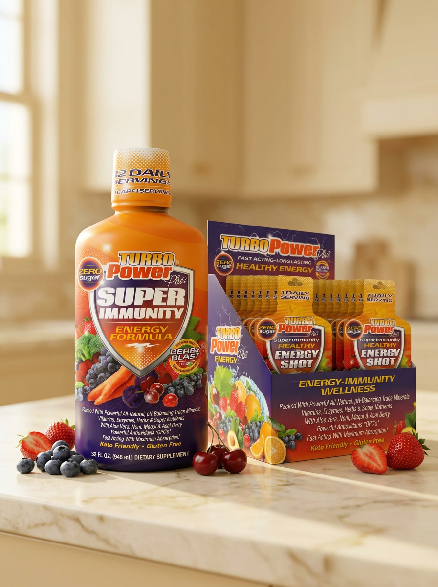 TurboPower Plus Home + Away Bundle on warm marble countertop